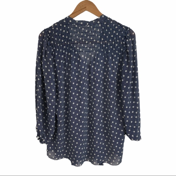 MAX STUDIO | Navy Polka Dot Blouse NWOT - Picture 9 of 12